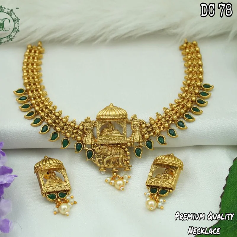 Gold women necklaces-Diksha Collection Gold Plated Temple Necklace Set