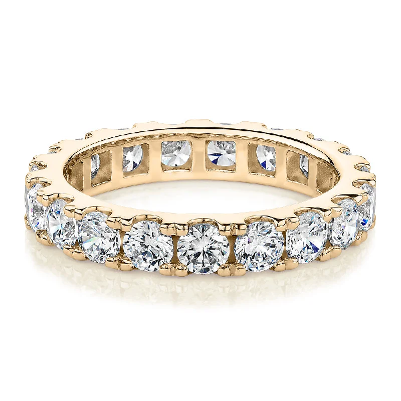 Vintage engagement women rings-All-rounder eternity band with 2.09 carats* of diamond simulants in 14 carat yellow gold