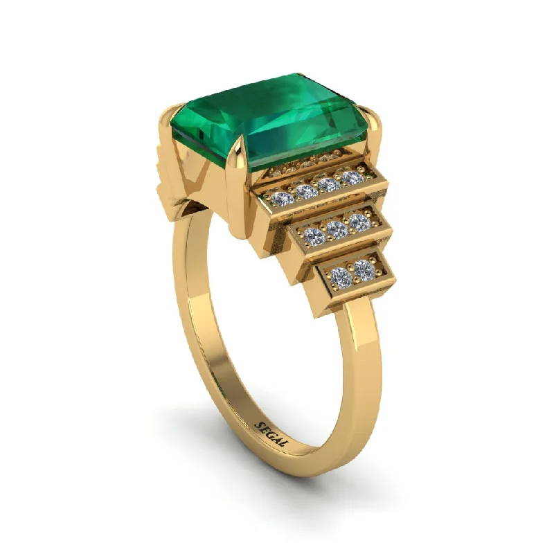 Engagement rings with princess-cut diamonds for women-Unique Geometric Radiant Emerald Engagement Ring - Wilma No. 4