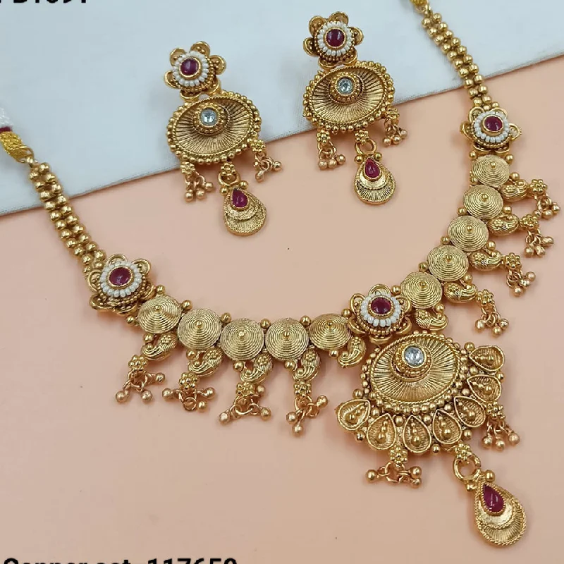 Flower women necklaces-Padmawati Bangles Gold Plated Pota Stone Necklace Set